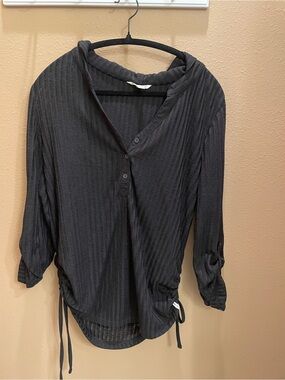 Billabong Black Ribbed Henley Tie-Side Coverup